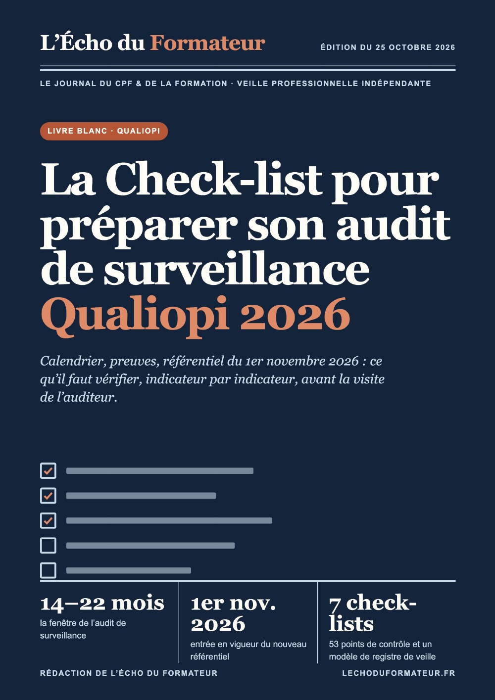 Couverture du livre blanc Audit de surveillance Qualiopi 2026